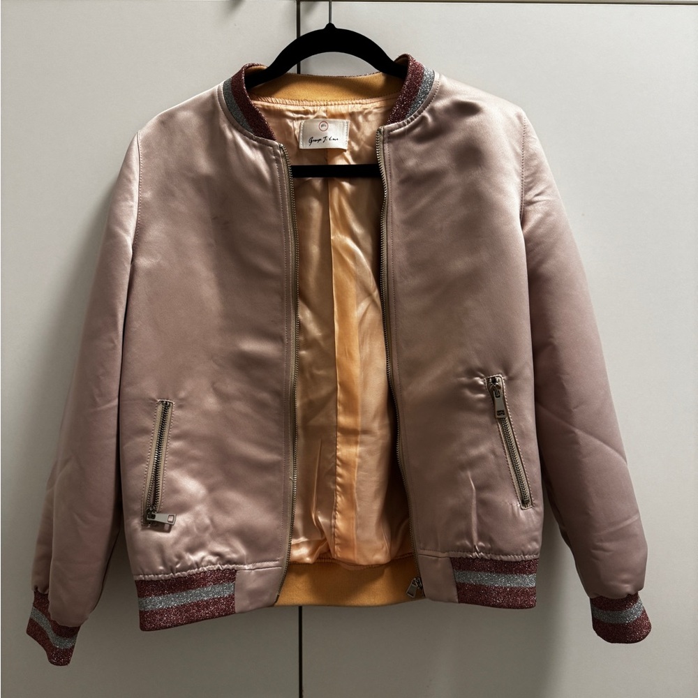 Pink Satin Bomber Jacket